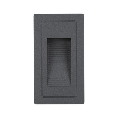 Rectangular anthracite plastic LED recessed light with ribbed light opening for modern lighting
