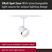White metal URail Spot Cone with interchangeable light source for versatile lighting design