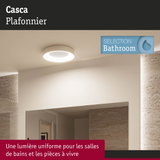 Plafonnier Casca blanc pour salle de bains avec éclairage uniforme et design moderne