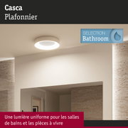 Plafonnier rond blanc Casca avec lumière uniforme pour salles de bains et pièces à vivre
