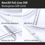 MaxLED Full-Line COB LED-Streifen mit rückseitigem Klebeband, 896 LEDs/m, leicht verbindbar, kürzbar alle 7,14 cm