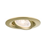 Runder Einbaustrahler aus goldfarbenem Metall mit schwenkbarem LED-Licht für Wohnräume