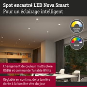 Spot encastré LED Nova Smart avec changement de couleur RGBW et blanc réglable pour éclairage salon