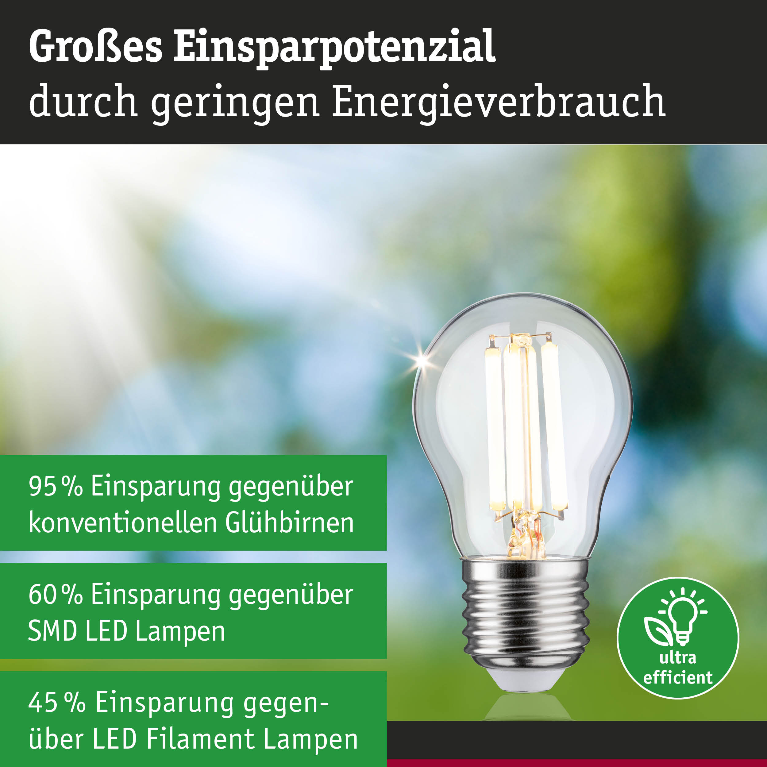 Energiesparlampe mit klarem Glas und silbernem Sockel zeigt hohes Einsparpotenzial bei Stromverbrauch