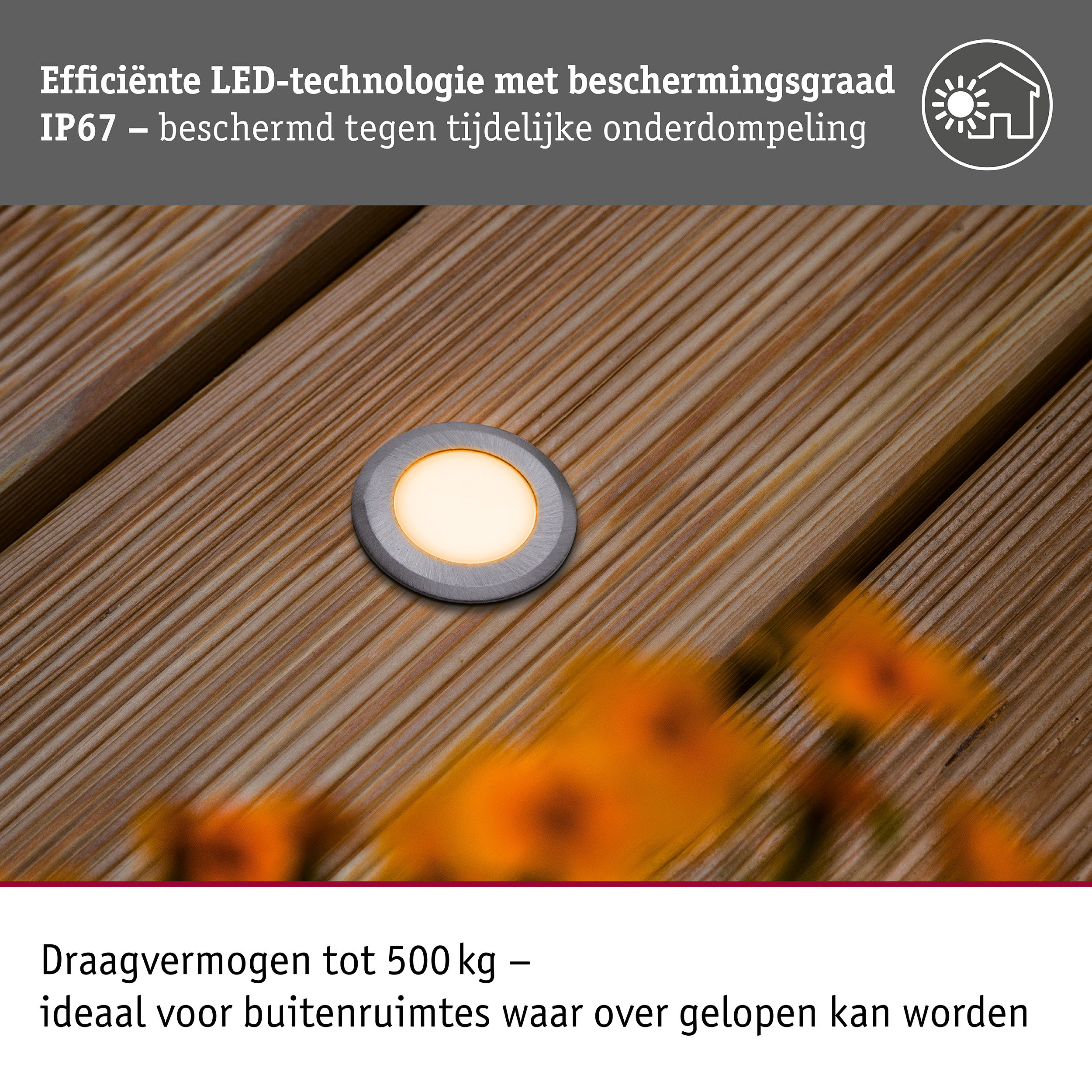 LED-grondinbouwlamp Floor insectvriendelijk IP67 rond 50mm 2200K 2,2W 60lm 230V Alu Kunststof/Metaal