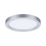 Round LED ceiling panel in silver aluminum with white diffuser for modern room lighting
