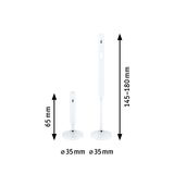 Weißer verstellbarer Metall-Stab mit 35 mm Durchmesser und Höhenangabe 65 bis 180 mm für Beleuchtung.