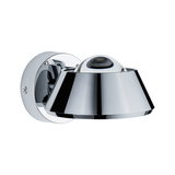 Modern wall spotlight in chrome metal with spherical bulb and adjustable reflector for targeted lighting