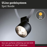 Zwarte ULine Spot Ronde LED-spot met warm wit licht en verstelbare 45° kantelhoek