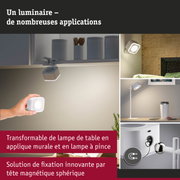Spot LED blanc avec fixation magnétique sphérique pour éclairage mural et lampe de table modulable
