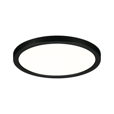 Plafonnier LED rond avec cadre en aluminium noir et diffuseur blanc pour éclairage moderne