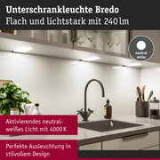 Flache Unterschrankleuchte Bredo in neutralweiß mit 240 Lumen für stilvolle Küchenbeleuchtung