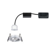 Spot encastré rond en aluminium argenté avec câble noir et source LED blanche