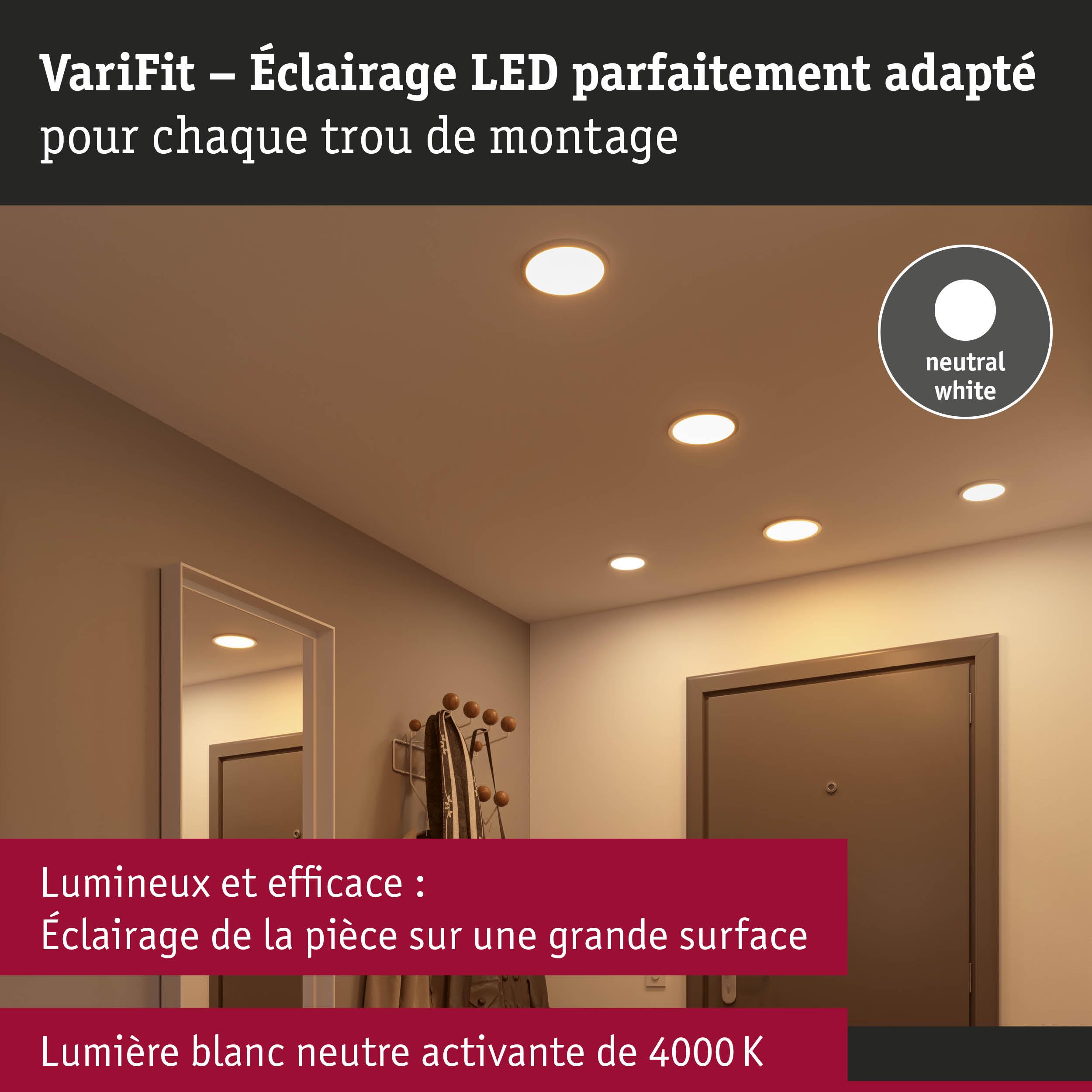 Éclairage LED VariFit blanc neutre 4000K pour un éclairage efficace et lumineux dans le couloir