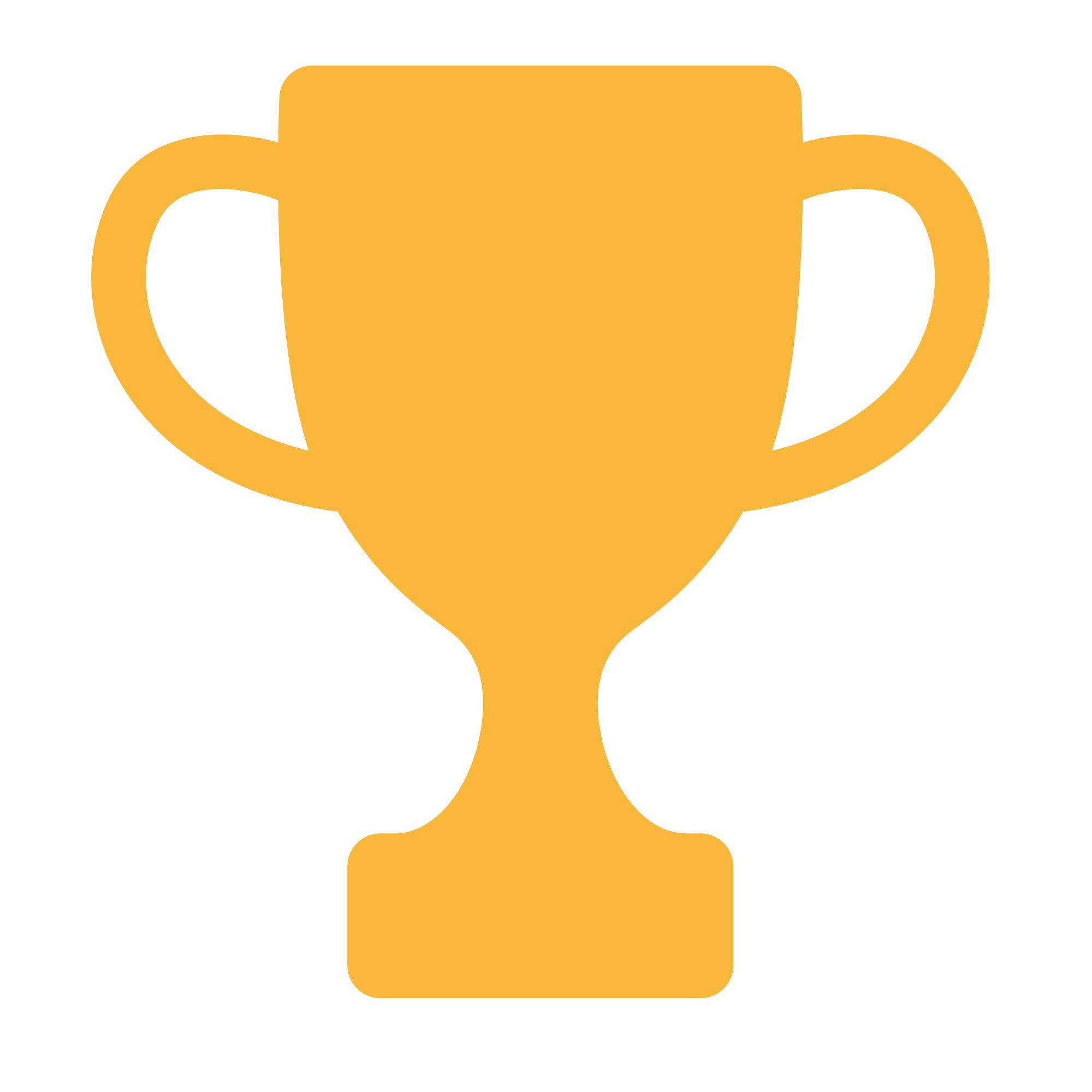 Gelber Pokal-Symbol mit zwei Griffen auf weißem Hintergrund für Auszeichnungen und Preise