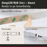 SimpLED RGB 3in1 LED strip with adhesive tape on back, cuttable and easy to connect for smart lighting