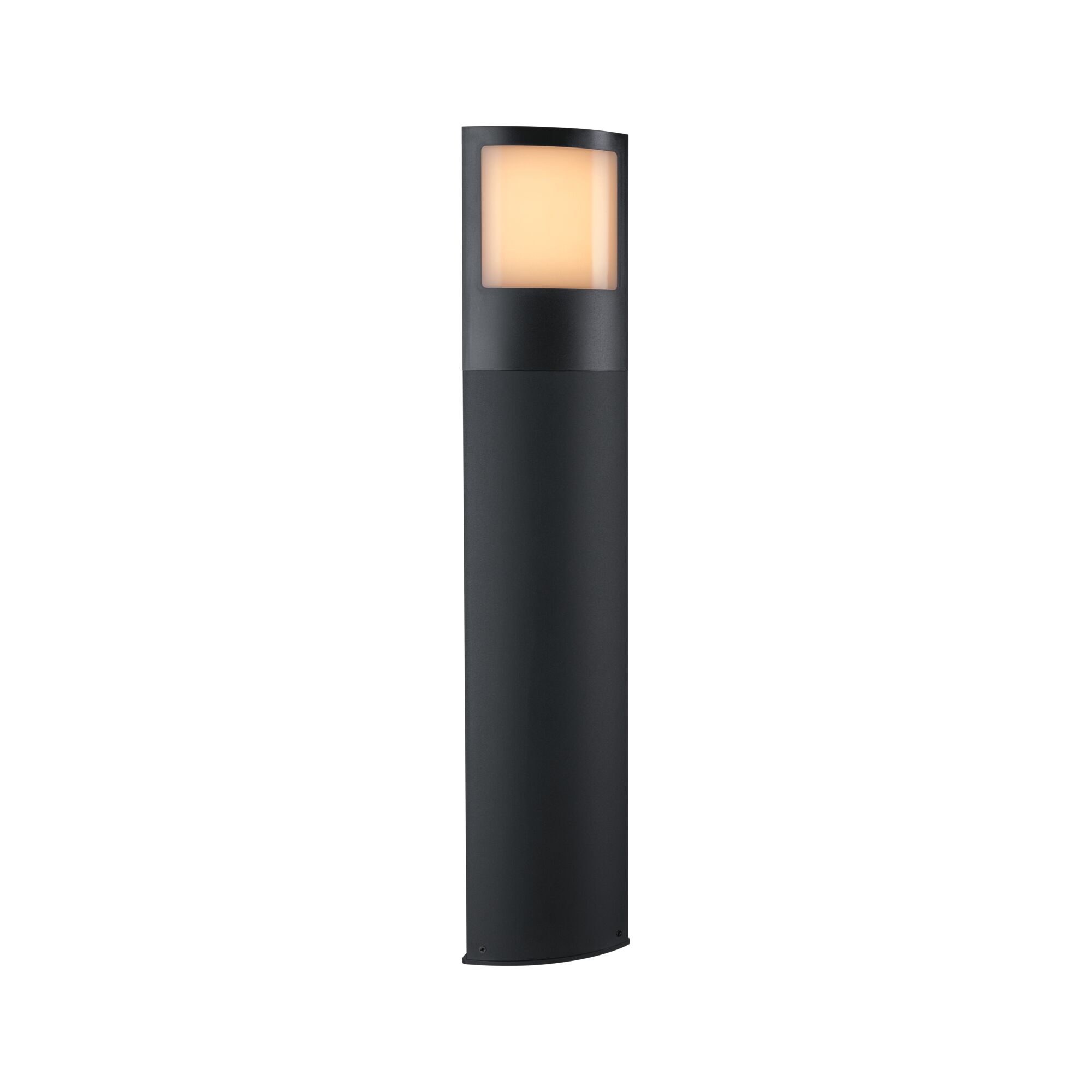 Zwarte metalen buitenlamp met warm wit LED-licht voor tuin en terras, moderne buitenverlichting