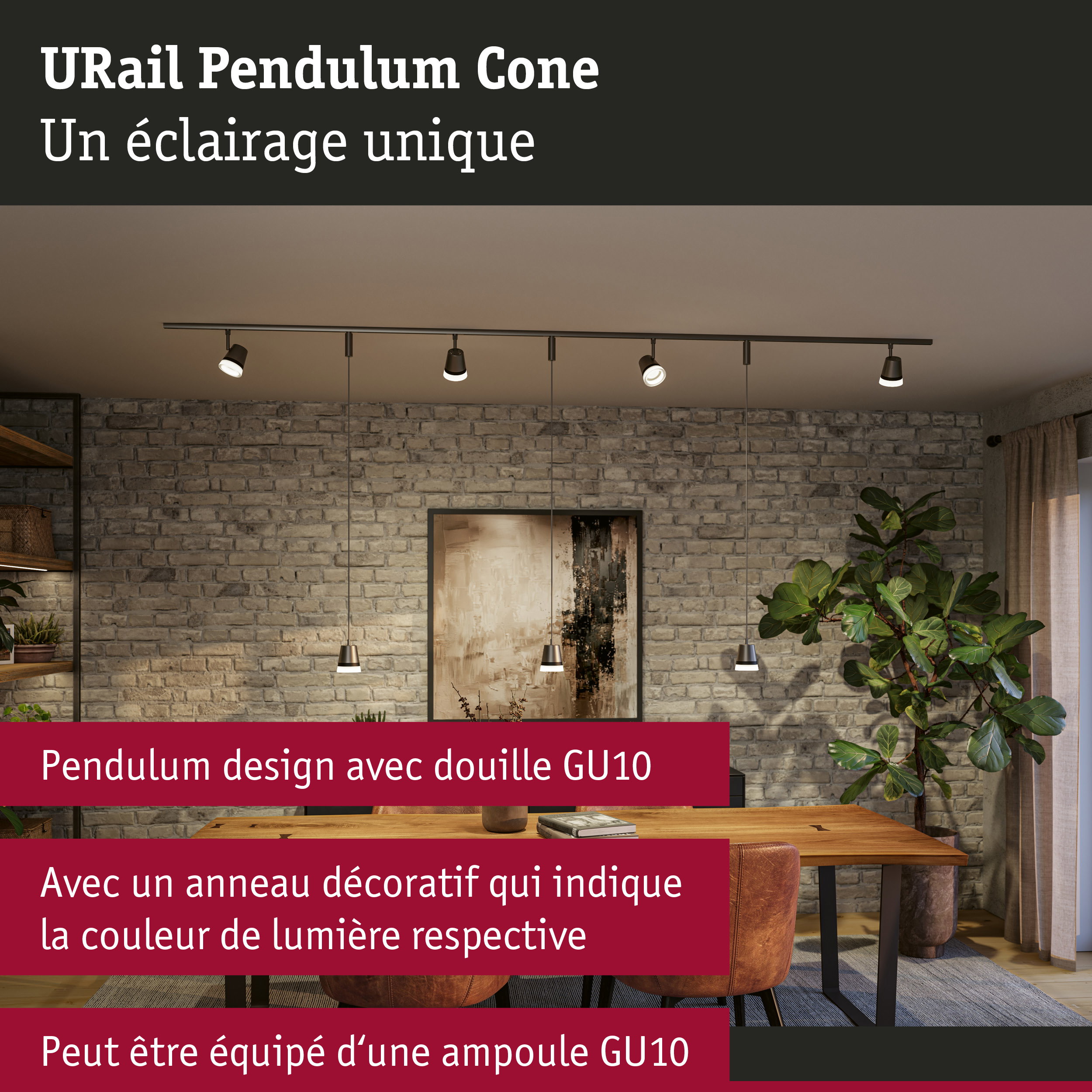 URail Suspension Cone GU10 max. 10W gradable 230V Titanium
