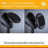Black solar light with adjustable head made of plastic, sustainable and economical outdoor lighting solution