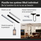 Système URail personnalisé avec choix de rails, alimentation, suspensions et éclairage de salon.