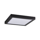 Black square LED ceiling light with white plastic diffuser for modern room lighting