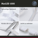 MaxLED 1000 LED-Streifen mit rückseitigem Klebeband, 144 LEDs/m, schneidbar alle 4,2 cm, leicht verbindbar