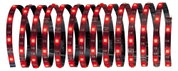Flexibele LED-strip met rode LEDs op zwart circuit voor decoratieve verlichting.