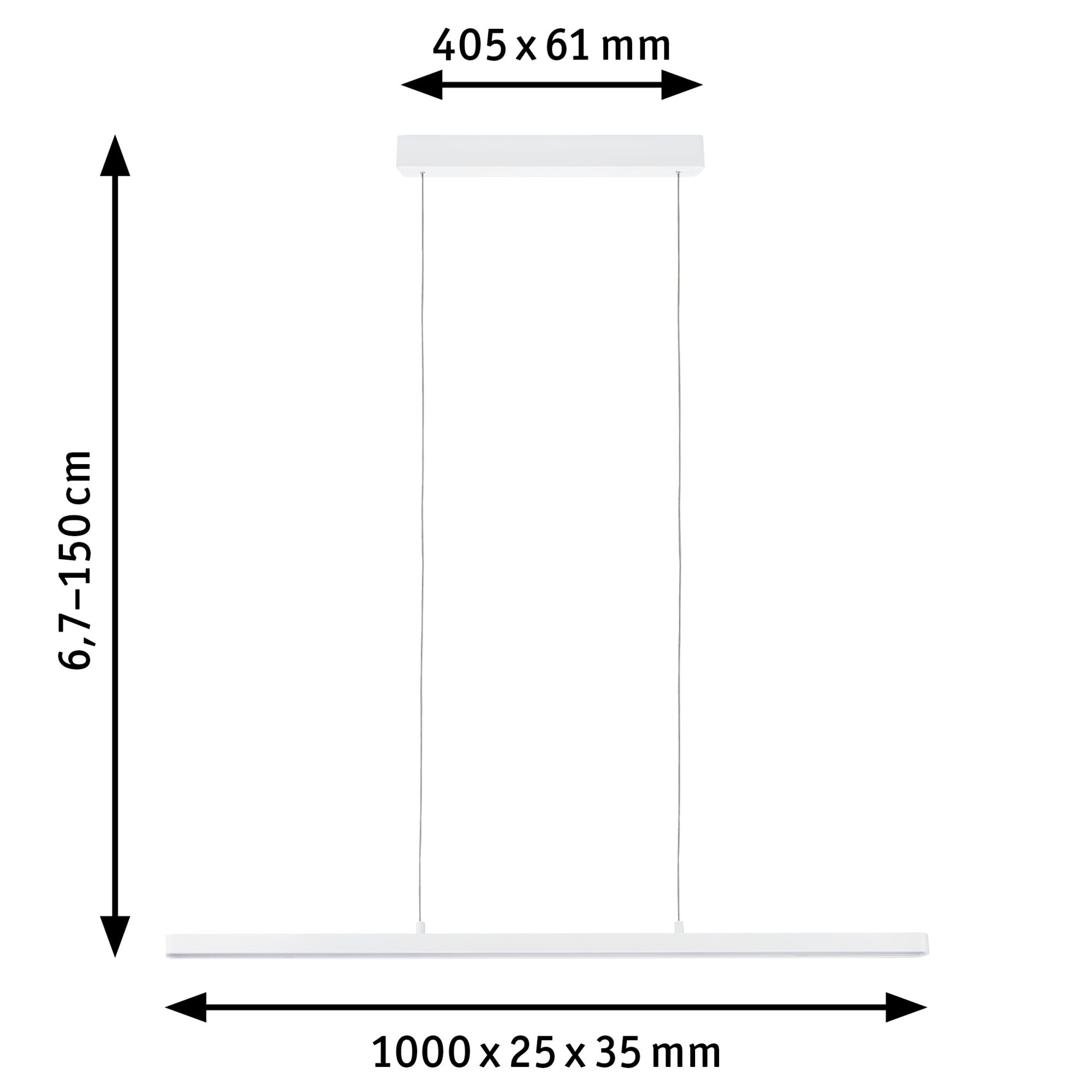 Weiße LED-Hängeleuchte mit minimalistischer Form und verstellbarer Länge 150 cm für moderne Beleuchtung