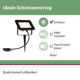 Zwarte LED-buitenstraalspot met grondpen en kabel voor eenvoudige tuinverlichting zonder kabelmontage