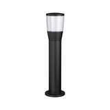 Schwarze Außenleuchte aus Metall mit weißem Diffusor, moderne LED Gartenbeleuchtung für Wege