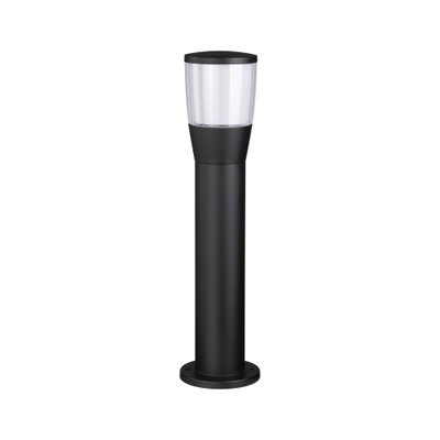 Zwarte metalen buitenlamp met witte diffuser, moderne LED tuinpadverlichting voor buiten