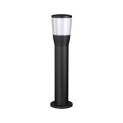 Black metal outdoor light with white diffuser, modern LED garden path lighting for outdoor use