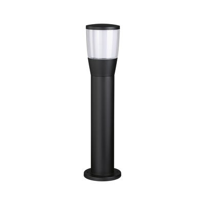 Black metal outdoor light with white diffuser, modern LED garden path lighting for outdoor use