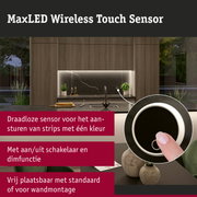 MaxLED draadloze zwarte touch sensor met witte ring voor aansturing van LED-strips met dimfunctie