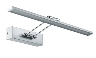 Moderne LED-Bilderleuchte aus silbernem Metall mit verstellbarem Arm für Wandmontage