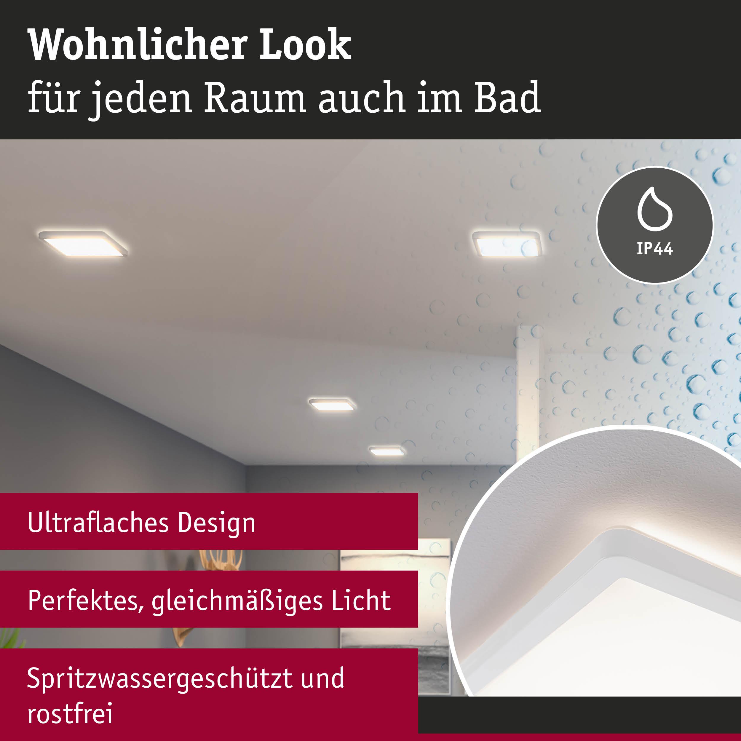Ultraflache weiße LED-Deckenleuchte mit IP44 Schutz für Badezimmer, gleichmäßiges Licht, spritzwassergeschützt