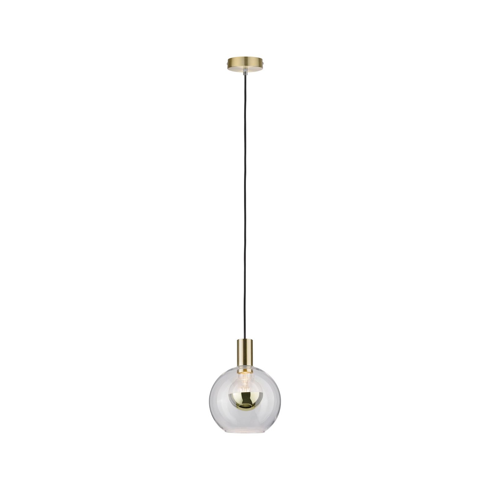 Neordic Hanglamp Esben E27 max. 20W Helder/Messing geborsteld dimbaar Glas/Metaal