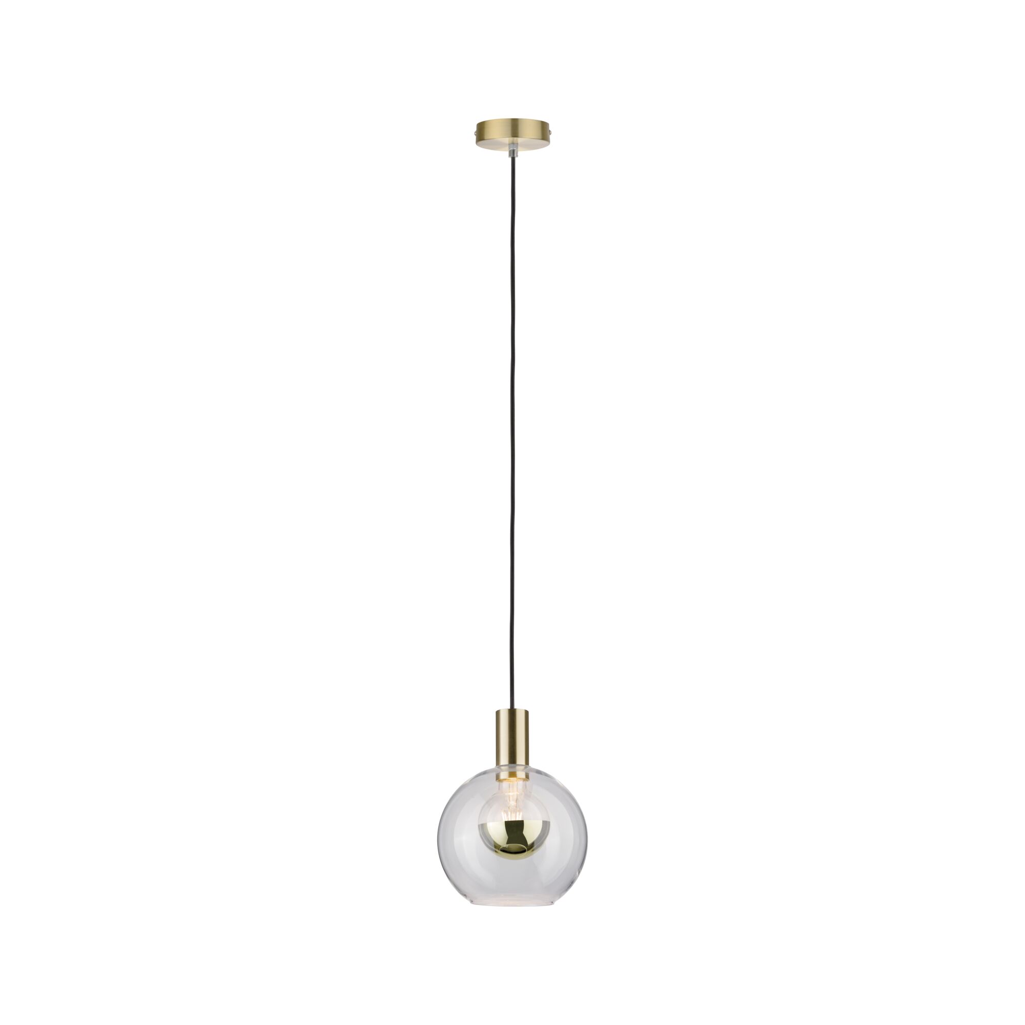 Moderne Pendelleuchte mit klarem Glas und messingfarbenem Metall für stilvolle Innenbeleuchtung