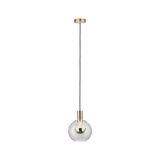 Moderne Pendelleuchte mit klarem Glas und messingfarbenem Metall für stilvolle Innenbeleuchtung