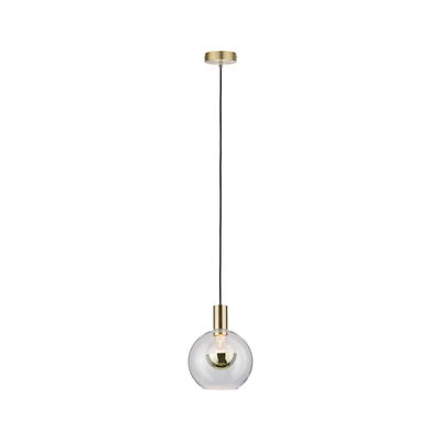 Moderne Pendelleuchte mit klarem Glas und messingfarbenem Metall für stilvolle Innenbeleuchtung