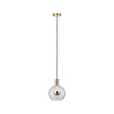 Modern pendant light with clear glass and brass metal for stylish indoor lighting