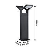 Black outdoor metal lamp with square light head measuring 583x144x140 mm for garden lighting
