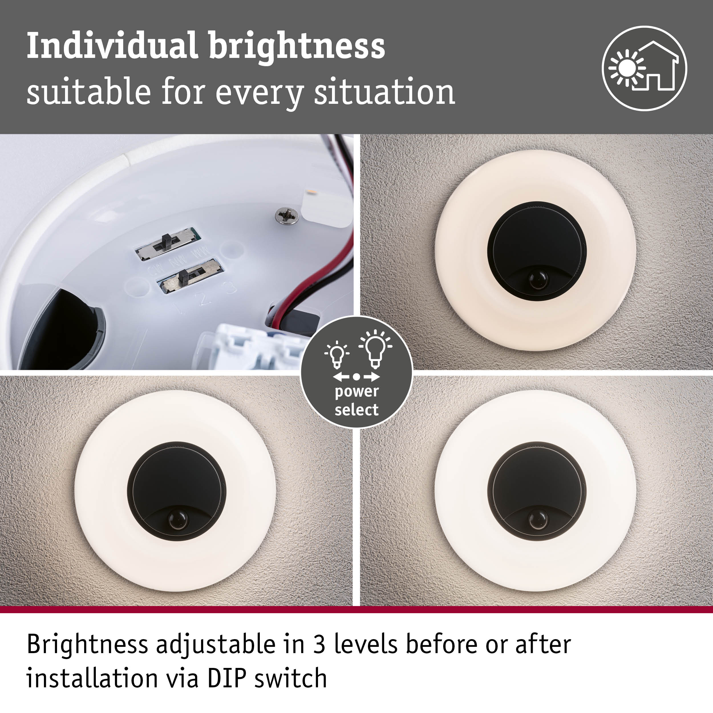 LED Exterior wall light Aureva incl. motion detector IP65 round 220mm 2200 - 4000K 20,5W 1630lm 230V Anthracite/White Polycarbonate