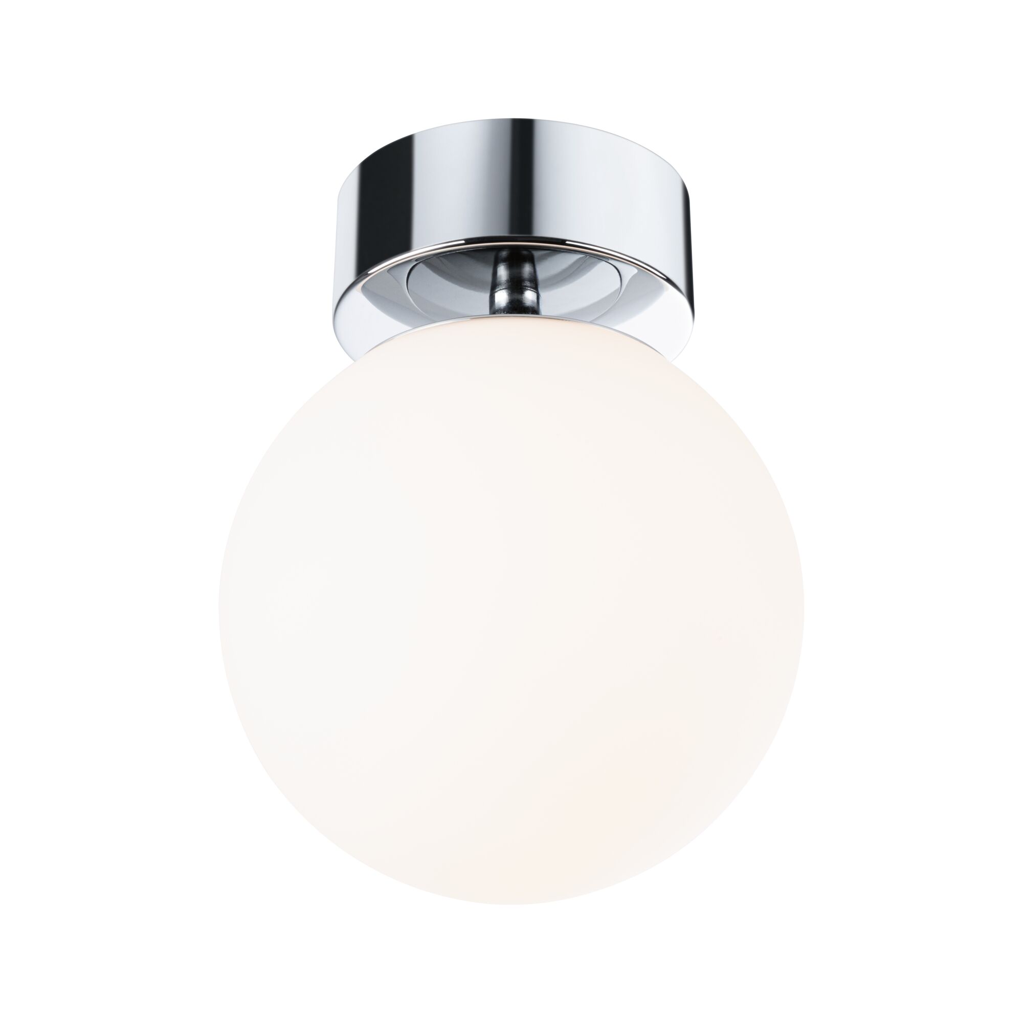 Selection Bathroom Lampa sufitowa LED Gove IP44 3000K 900lm 230V 9W Chrom/Satynowy Ceiling light with white glass globe and chrome metal mount for modern home lighting