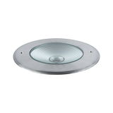 Round recessed light fixture in brushed aluminum with textured glass for LED lighting solutions