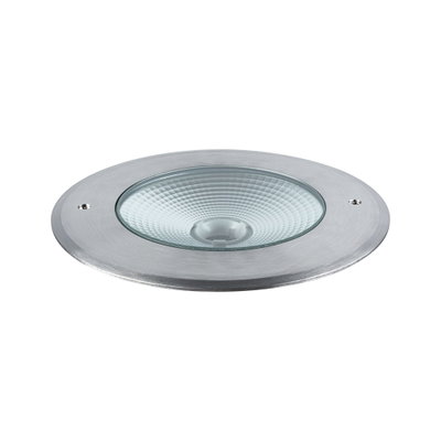 Rundes Einbauleuchten-Element aus gebürstetem Aluminium mit strukturiertem Glas für LED-Beleuchtung