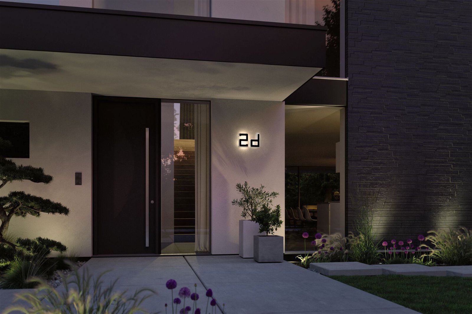 Solar LED House number luminaire incl. changeable battery Letter D incl. replaceable battery IP44 3000K 6lm Black
