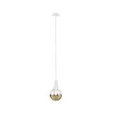 Modern pendant light with white cable and half gold glass bulb for stylish room lighting