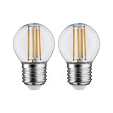 Two clear LED bulbs with visible yellow filaments and silver base for energy-efficient lighting