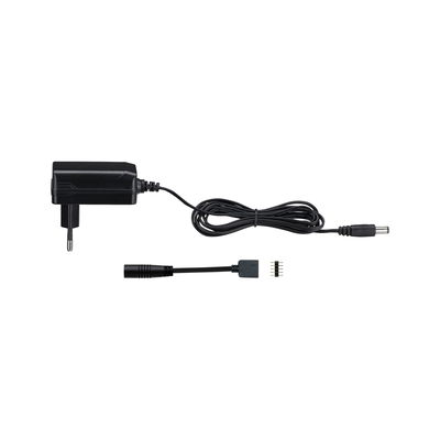 Adaptateur secteur noir avec câble et connecteur pour éclairage LED, accessoire d'alimentation.